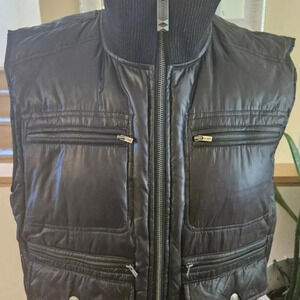 GUESS Black Full Zip Insulated Down Quilted Puffer Moto Vest Women's Size M